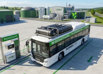 Movido a lixo orgânico o sustentável Scania K 320 transporta 85 pessoas e roda até 300 km por dia reduzindo a emissão de gases poluentes em impressionantes 90%