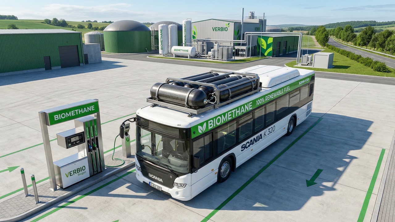Movido a lixo orgânico o sustentável Scania K 320 transporta 85 pessoas e roda até 300 km por dia reduzindo a emissão de gases poluentes em impressionantes 90%