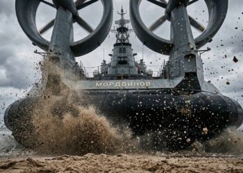 O maior hovercraft militar do planeta que flutua sobre campos minados carregando 3 tanques pesados e 140 soldados