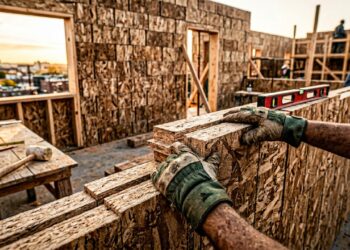 Homem constrói casa sem cimento usando blocos de madeira prensada que se encaixam como Tetris e desafia a engenharia tradicional