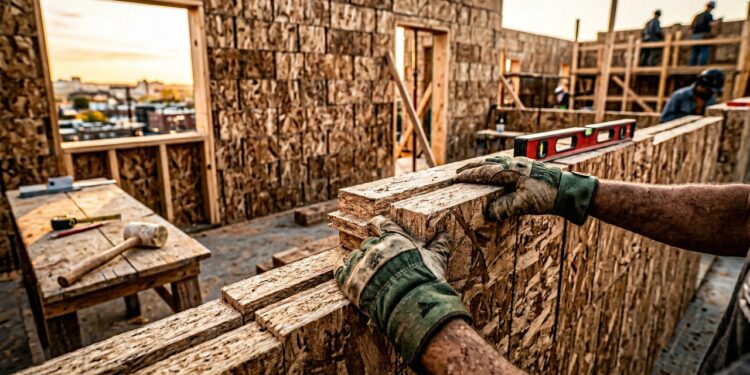 Homem constrói casa sem cimento usando blocos de madeira prensada que se encaixam como Tetris e desafia a engenharia tradicional