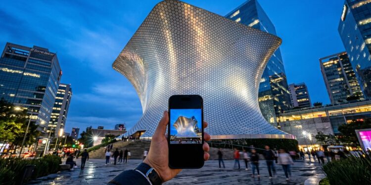 Com 46 metros de altura e 16 mil placas hexagonais de alumínio, o Museu Soumaya de 2011 tornou-se o maior ícone da arquitetura na Cidade do México