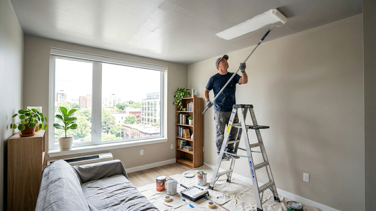 Pintar o teto com uma tinta exatamente 2 tons mais clara que a parede cria a ilusão imediata de um pé-direito até 30 centímetros mais alto na sua casa