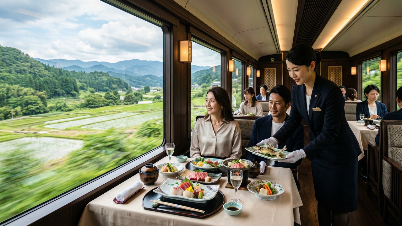 Esse trem no Japão combina culinária com paisagens rurais num só passeio