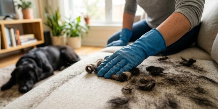 O truque genial de R$ 5 para remover 100% dos pelos de cachorro do seu sofá em 2 minutos sem precisar ligar o aspirador de pó