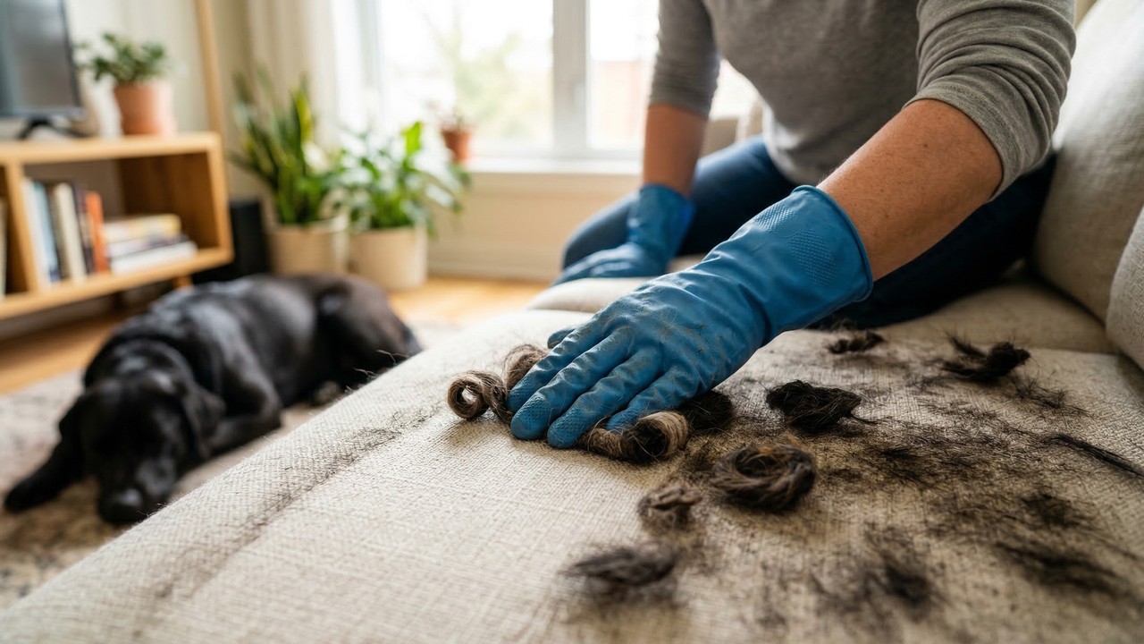 O truque genial de R$ 5 para remover 100% dos pelos de cachorro do seu sofá em 2 minutos sem precisar ligar o aspirador de pó