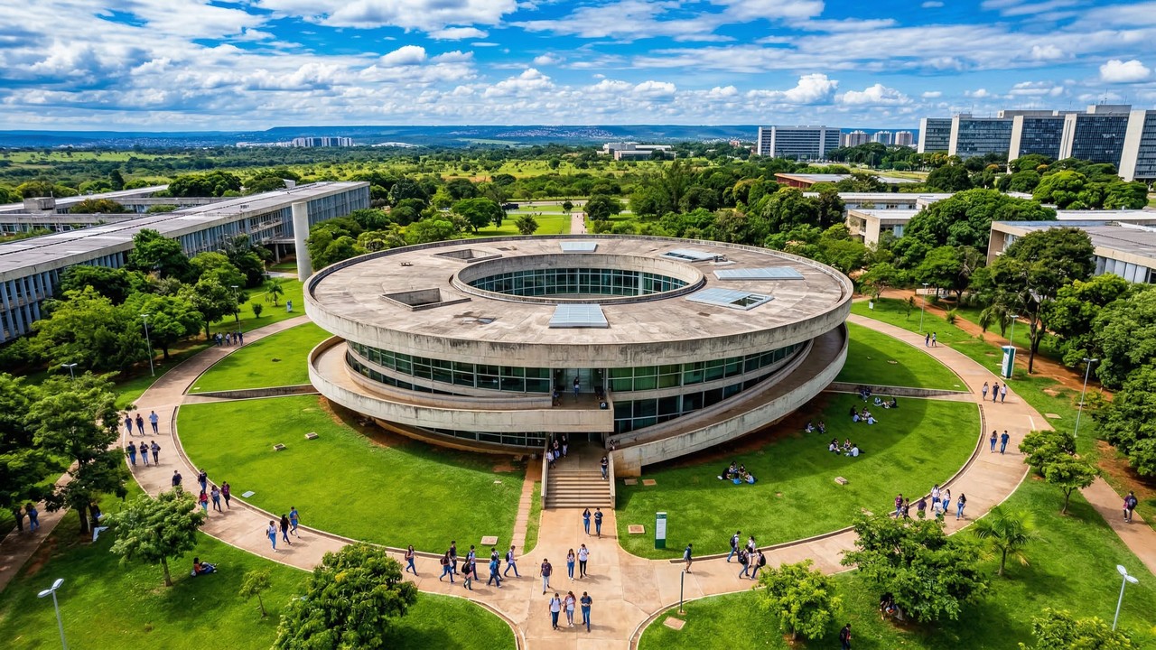 Com formato circular e 3 mil metros quadrados, o Beijódromo, projetado por Lelé em 2010, tornou-se o centro cultural e intelectual da UnB