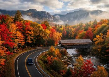 Rodovia em New Hampshire ganha fama por suas florestas, pois seus 150 km de extensão atravessam as montanhas brancas em um cenário cênico único