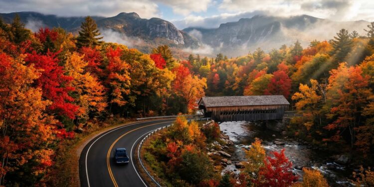 Rodovia em New Hampshire ganha fama por suas florestas, pois seus 150 km de extensão atravessam as montanhas brancas em um cenário cênico único