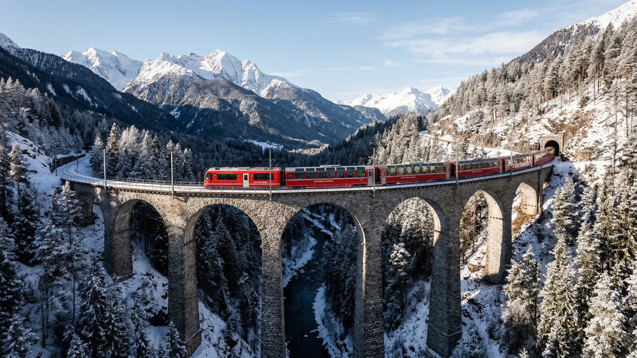 A viagem de trem mais bonita do mundo atravessa os Alpes a mais de 2 mil metros de altitude