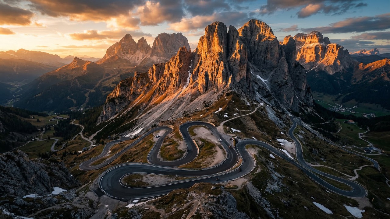 Estrada na Itália ganha fama por suas curvas a 2.136 metros de altitude, pois o trajeto de 1915 atravessa o coração das Dolomitas em um cenário épico