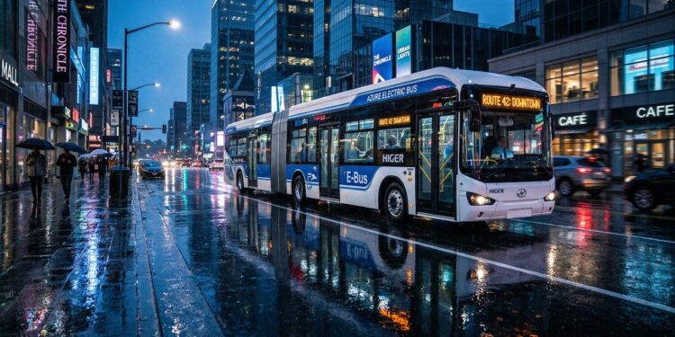 Com 18 metros e baterias de alta densidade, o ônibus articulado Higer Azure leva 130 pessoas e roda 270 km por dia, gerando uma economia de R$ 120 mil em combustível por ano para a frota