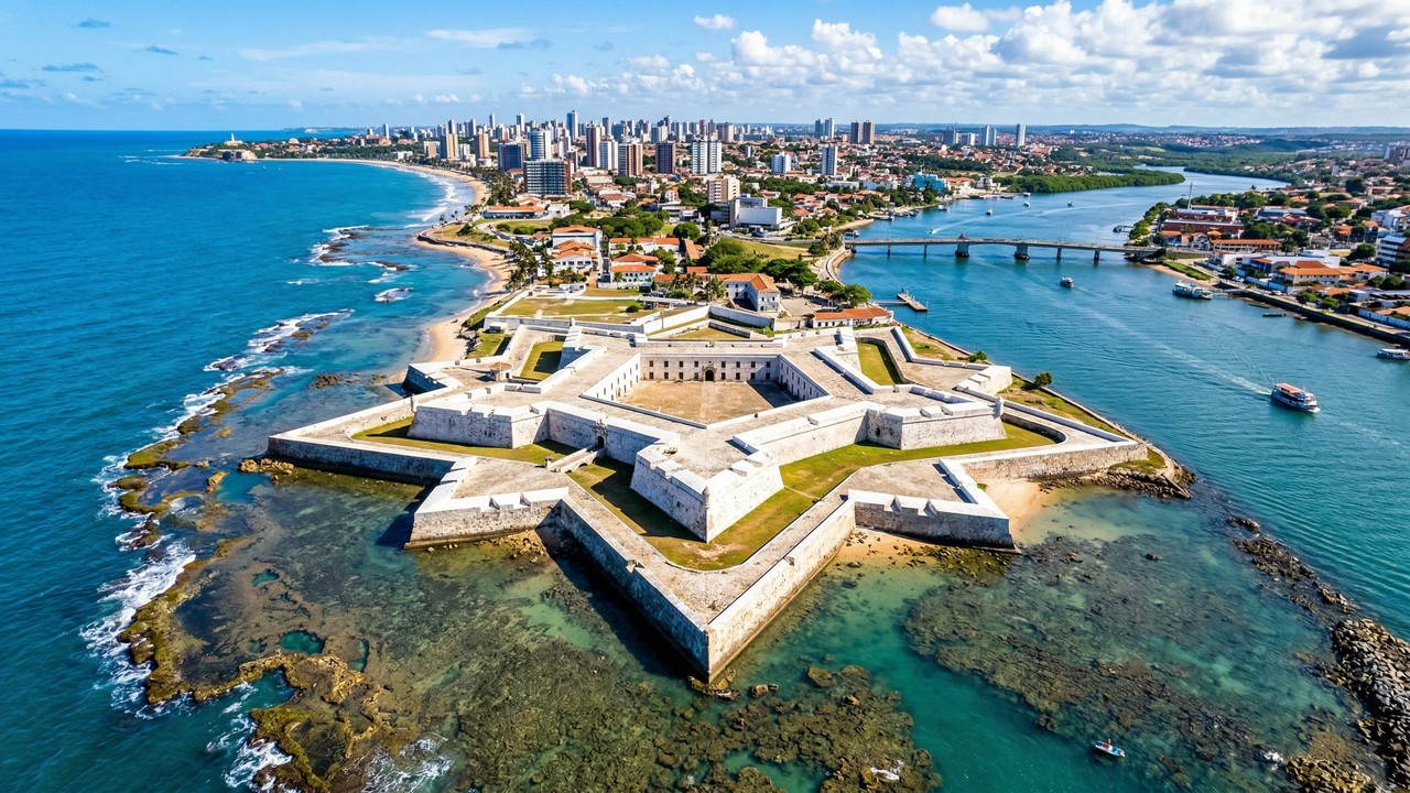 Com seu formato de estrela e muralhas de 1598, o forte de pedra branca tornou-se o maior marco da fundação de Natal e da defesa do litoral potiguar