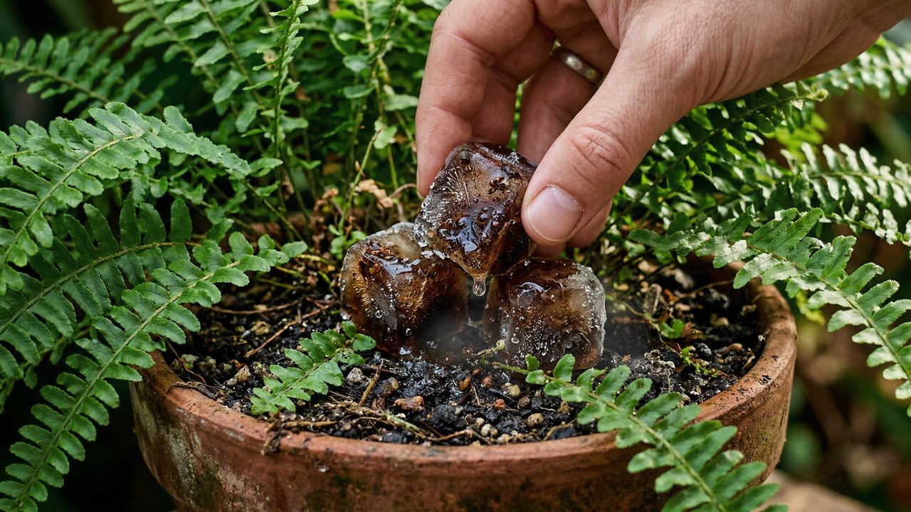 Colocar três cubos de gelo desta sobra de cozinha no vaso libera nitrogênio aos poucos e faz plantas de interior darem mais folhas em 30 dias