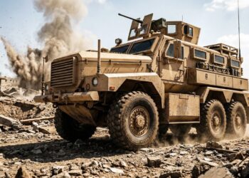 O caminhão que sobrevive a uma mina terrestre e sai andando normalmente