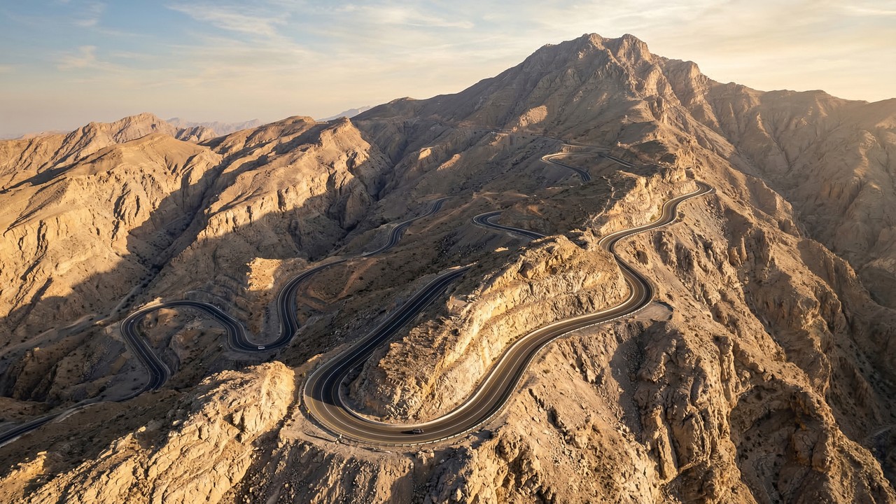 Rodovia nos Emirados Árabes ganha fama por seus 36 km, pois o asfalto a 1.934 metros de altitude atinge o pico mais alto do país no deserto de Jebel Jais