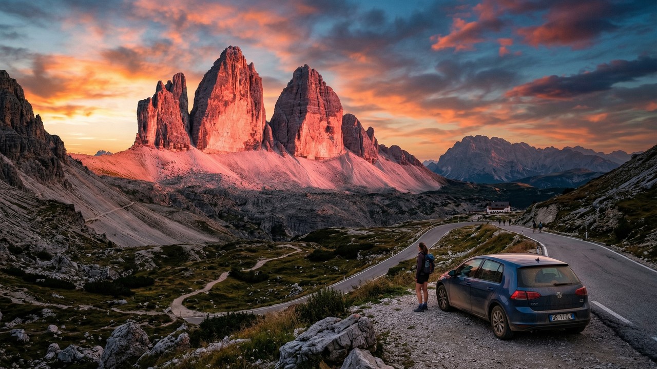 Estrada nas Dolomitas sobe a 2.333 metros de altitude, pois o trajeto de 7 km leva aos picos mais icônicos da Itália com vistas de tirar o fôlego