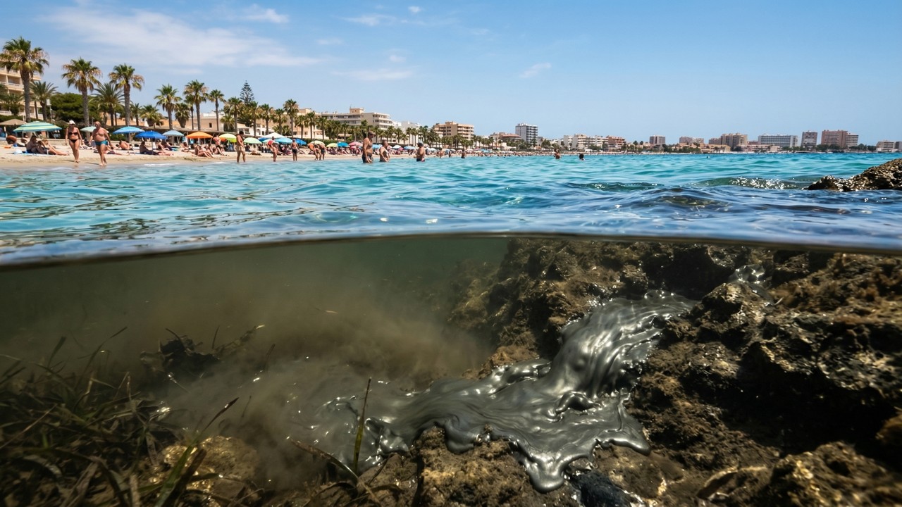 Rio subterrâneo tóxico é flagrado despejando mercúrio no mar do maior paraíso turístico da Espanha