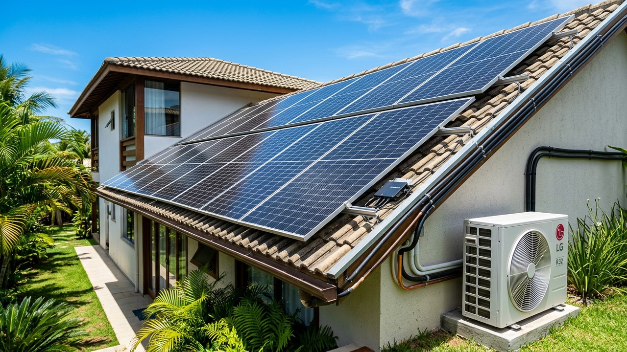 Quantas placas solares são necessárias para manter o ar-condicionado em toda a casa sem pesar na conta de luz?