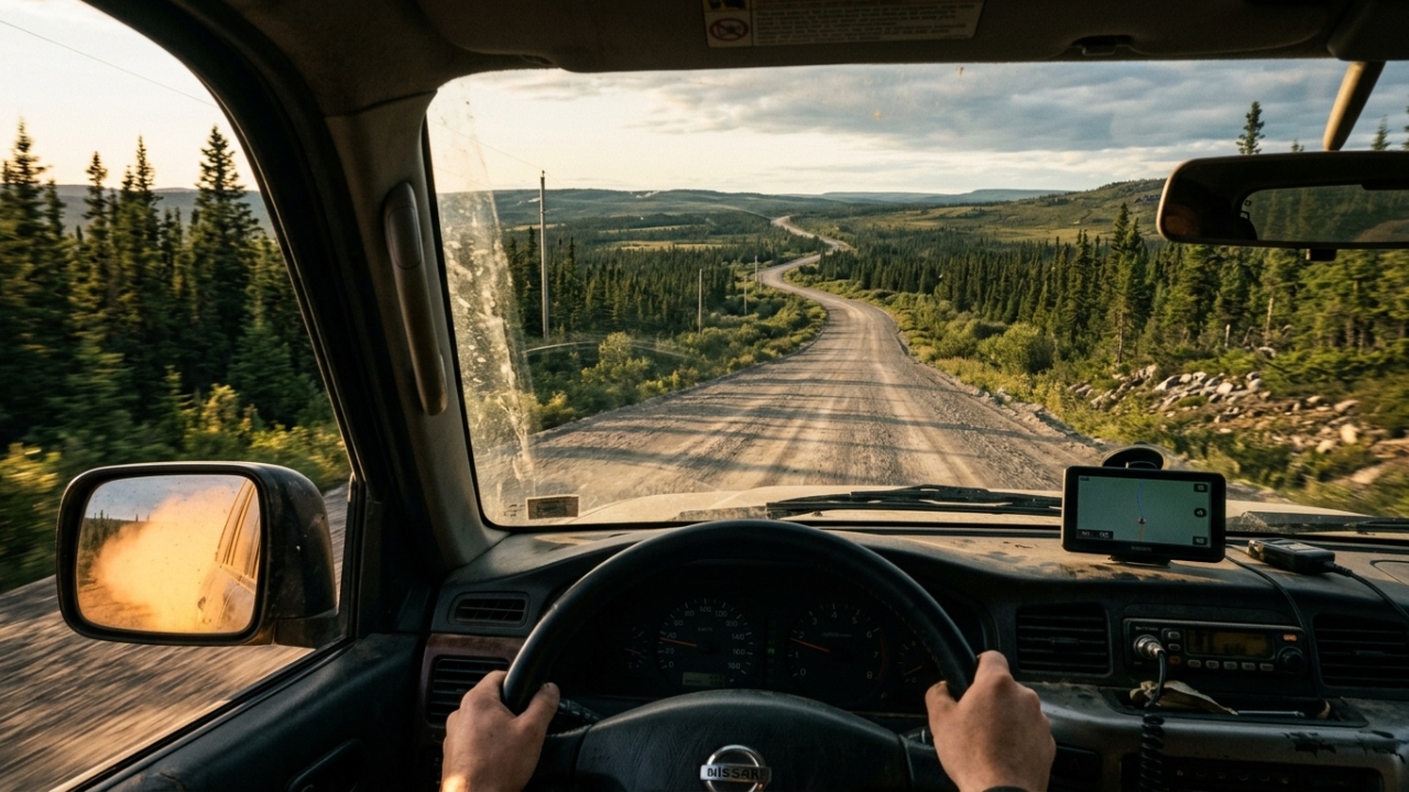 Rodovia no Canadá de 1.149 km ganha fama mundial, pois seu trajeto de cascalho e asfalto isolado cruza a tundra em um cenário selvagem do Ártico