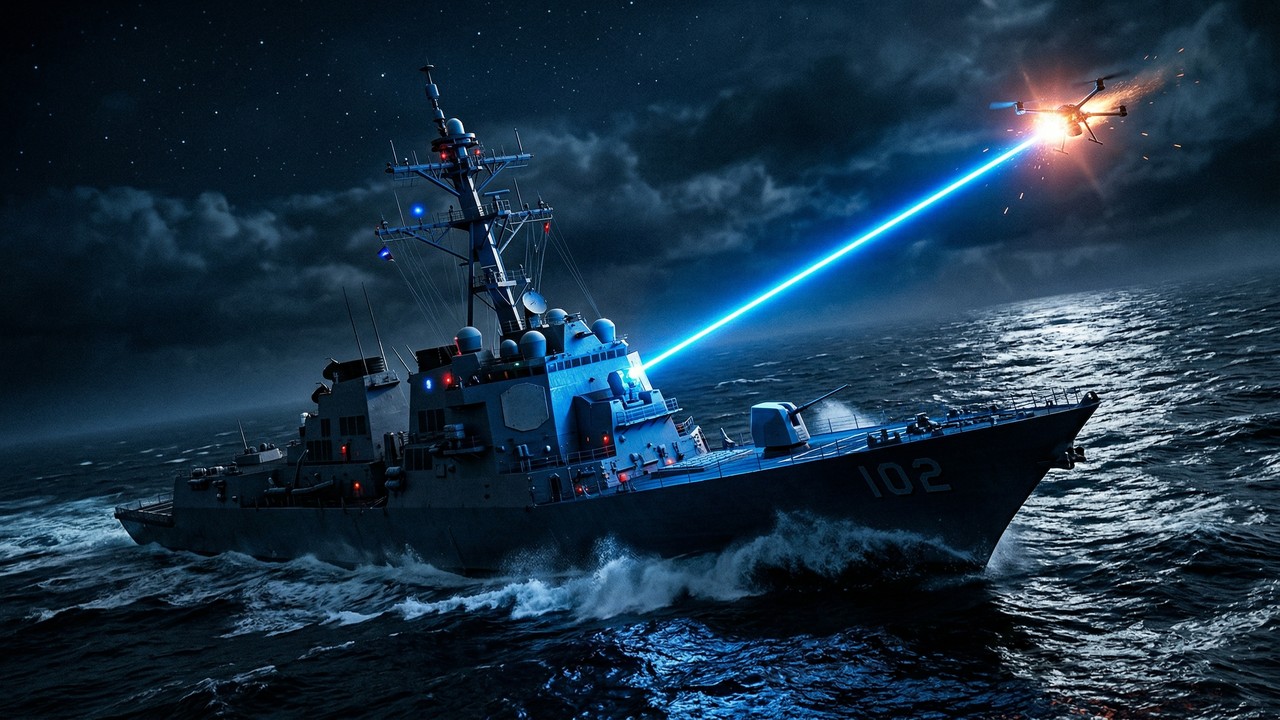 O navio que derruba drones em segundos usando apenas um feixe de luz