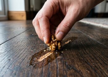 Esfregar este pequeno fruto seco de R$ 2 sobre os arranhões do seu piso de madeira faz as marcas desaparecerem como mágica em apenas 30 segundos