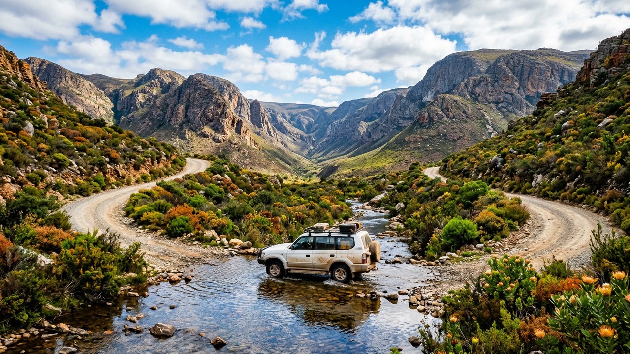Estrada na África do Sul ganha fama por seus 197 km, pois o trajeto de cascalho atravessa reservas da UNESCO com dezenas de travessias de rios