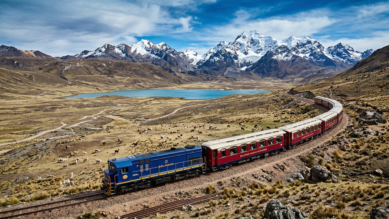O trem turístico que sobe quase 5 mil metros e atravessa os Andes
