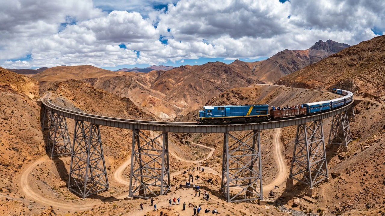 O impressionante trem sul-americano que viaja a 4.220 metros de altitude e faz passageiros tocarem as nuvens