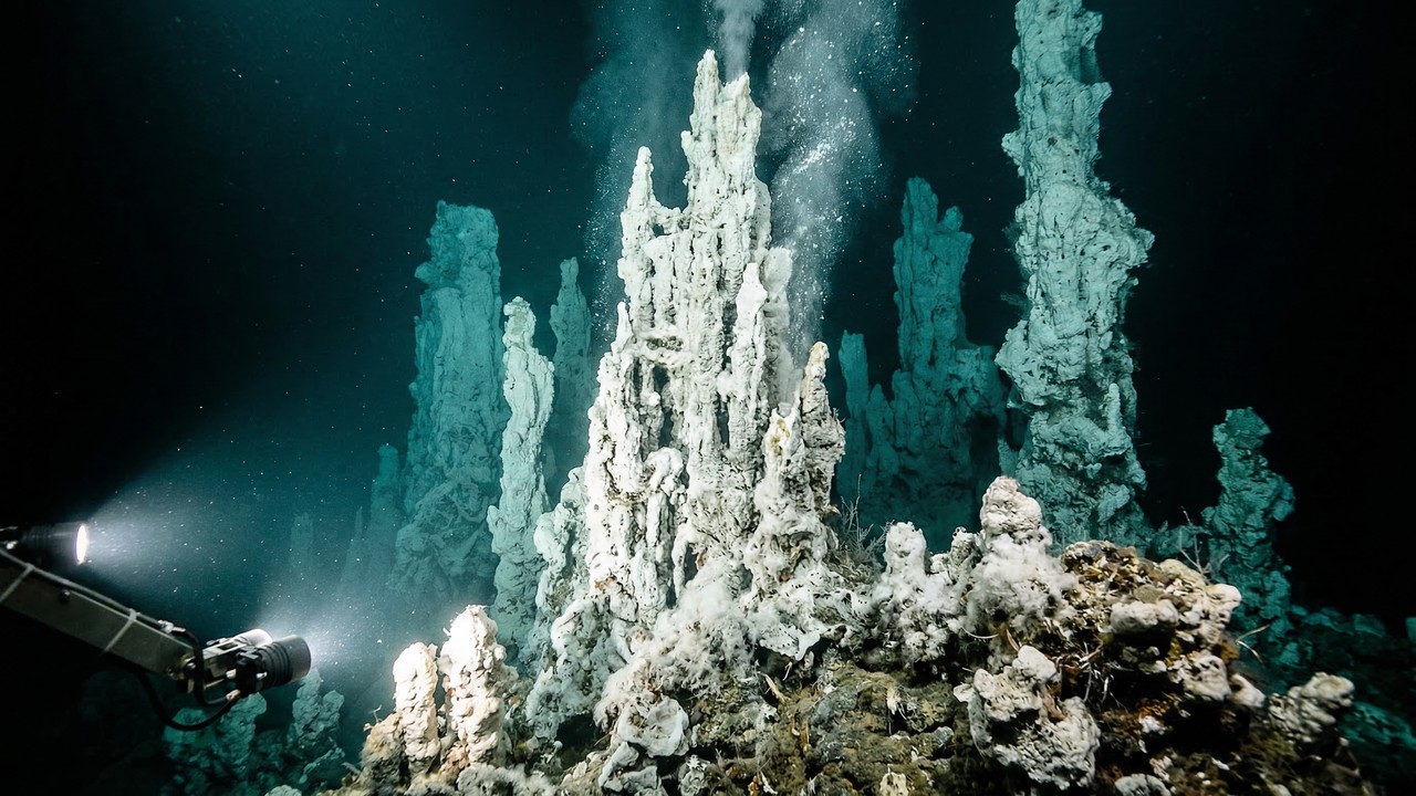 Torres de pedra de 60 metros cospem água fervente no fundo do mar e abrigam vida onde cientistas achavam impossível