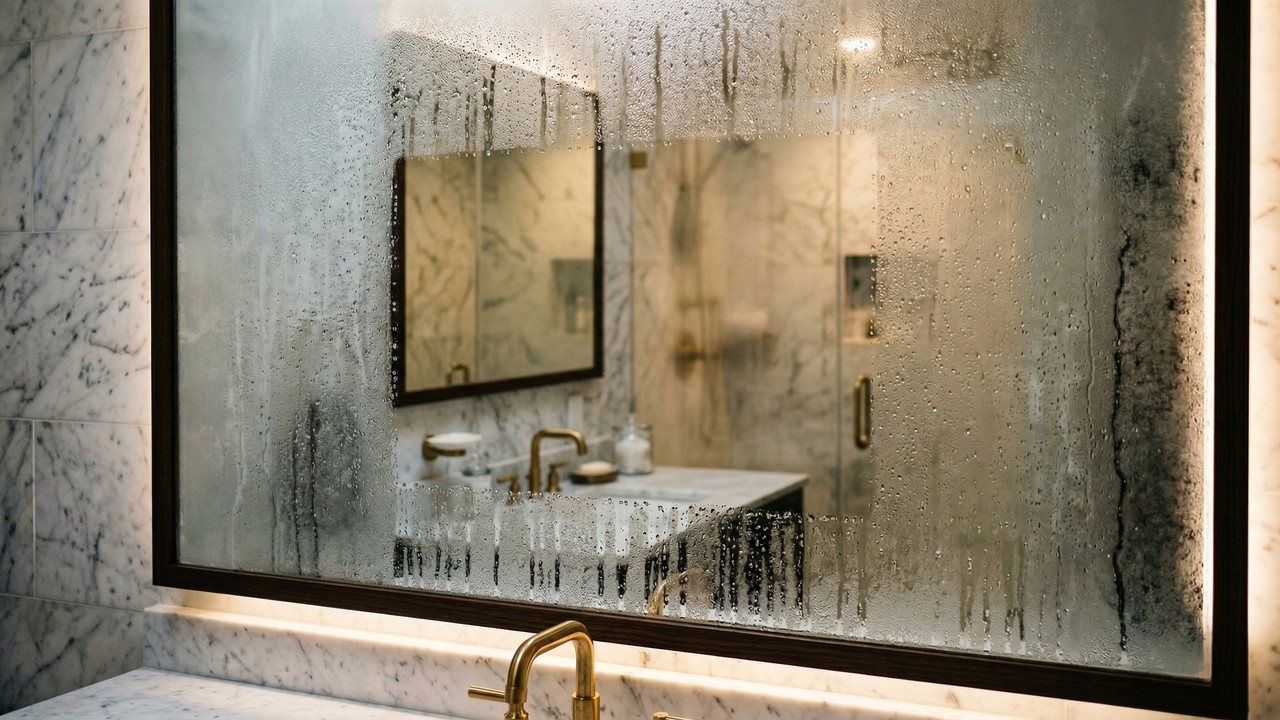 O fim do espelho embaçado após o banho, a tecnologia do desembaçador elétrico aquece a superfície e garante visibilidade total em segundos