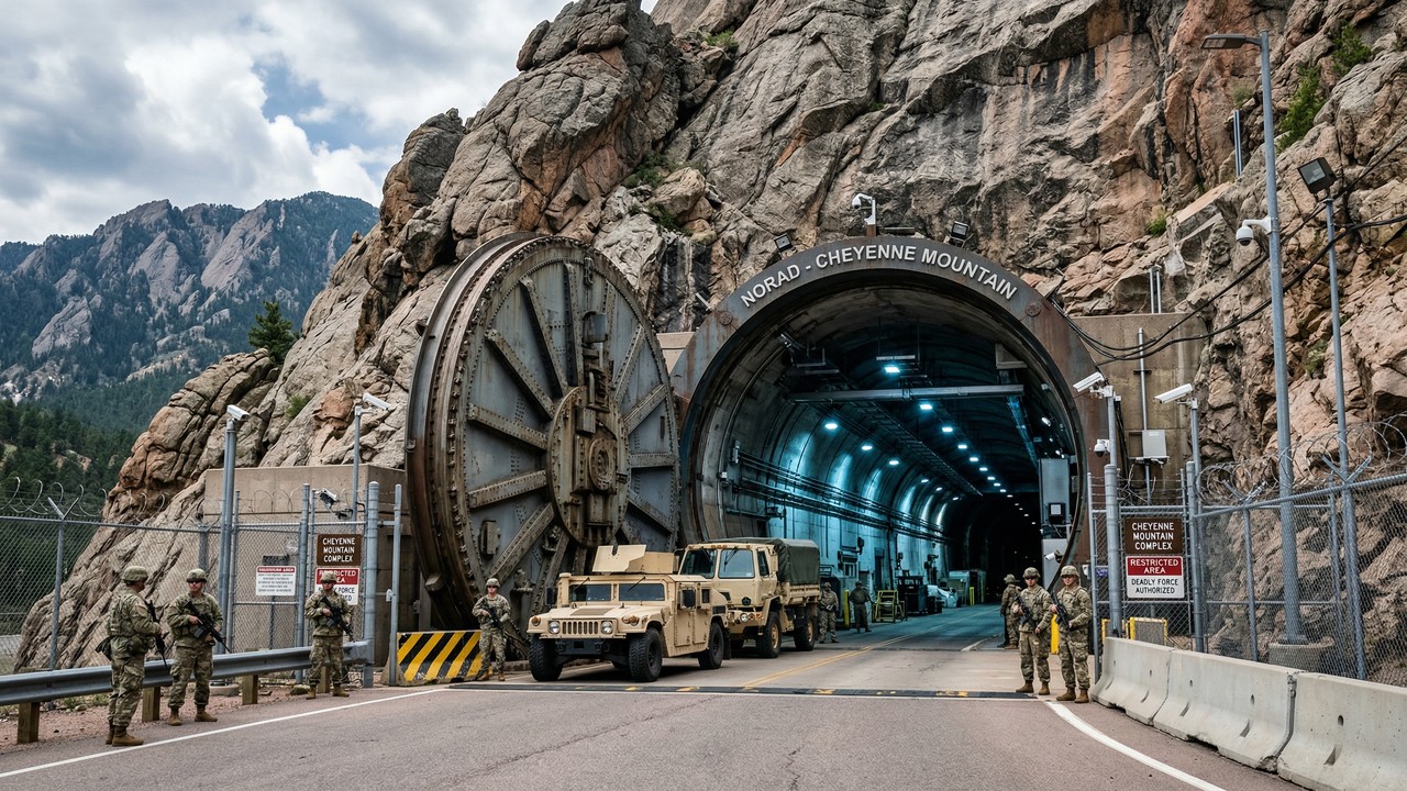 A base militar impenetrável construída sob 600 metros de granito maciço em uma montanha projetada para resistir a ataques nucleares