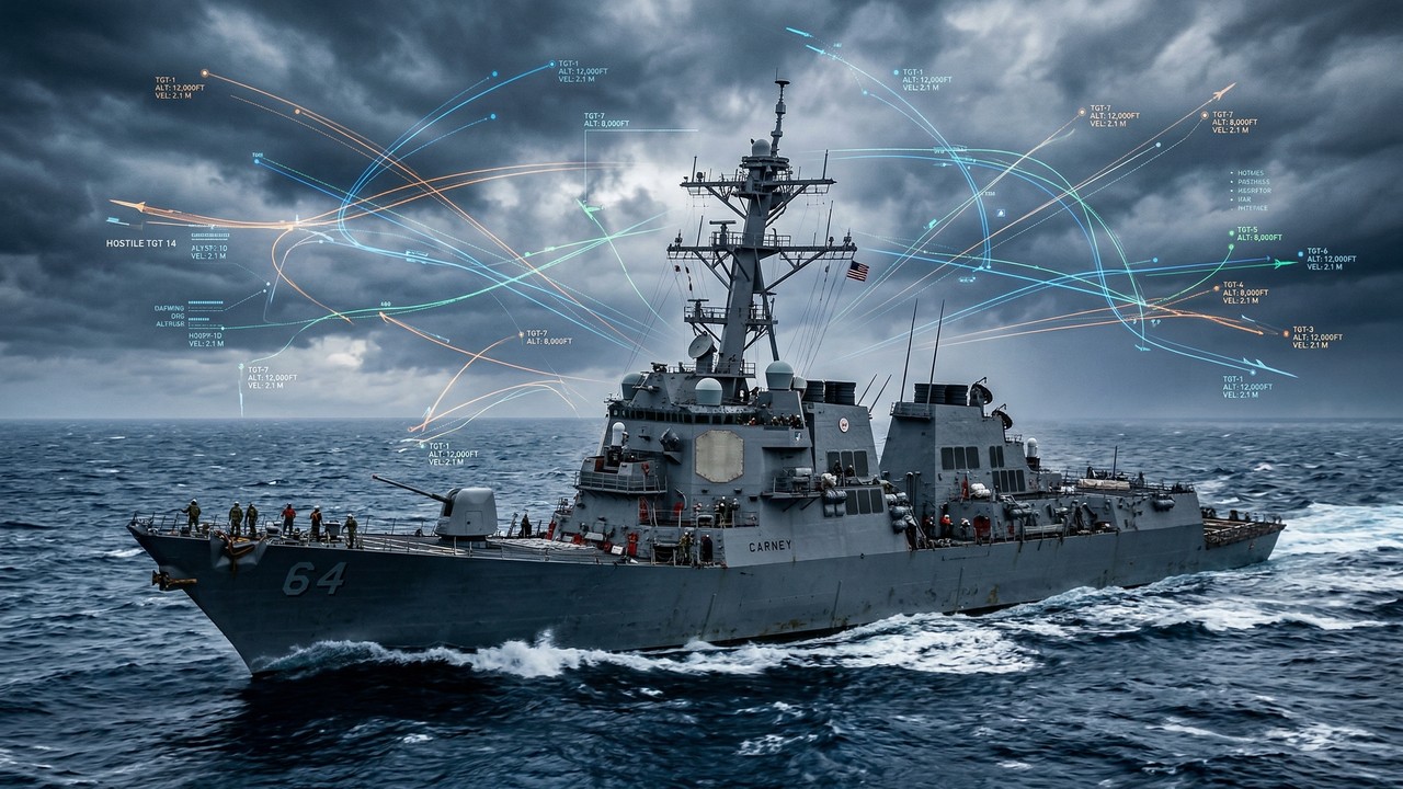 O navio de guerra capaz de detectar, rastrear e destruir dezenas de mísseis em simultâneo no meio do oceano