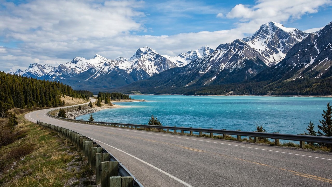 Rodovia no Canadá ganha fama por suas montanhas, pois seus 318 km de extensão cortam as Rochosas com lagos azul-turquesa de tirar o fôlego