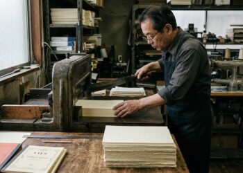 Com o uso de máquinas raras descontinuadas e a costura intuitiva do mestre Yamada, é assim que o Japão fabrica o icônico caderno LIFE Noble