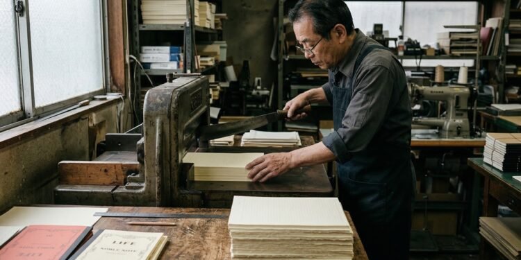 Com o uso de máquinas raras descontinuadas e a costura intuitiva do mestre Yamada, é assim que o Japão fabrica o icônico caderno LIFE Noble