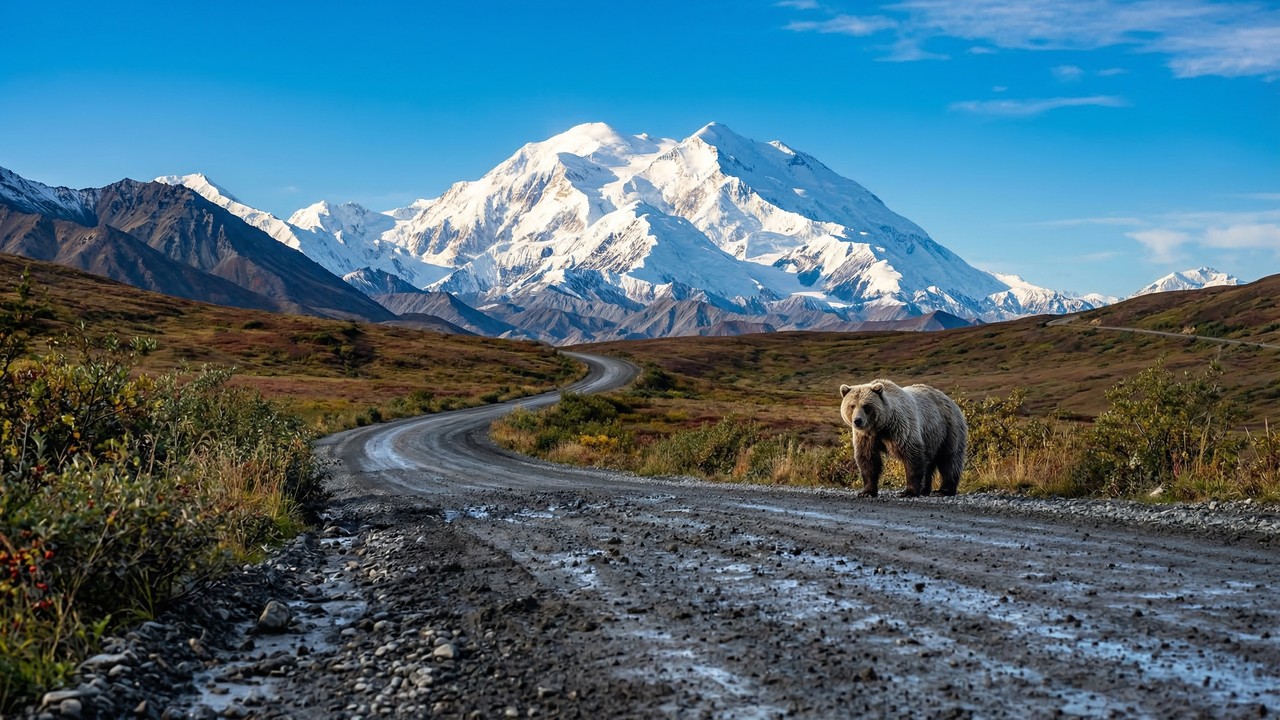 Rodovia no Alasca ganha fama por seu isolamento, pois seus 148 km de cascalho cruzam o coração selvagem do Denali entre ursos e montanhas nevadas