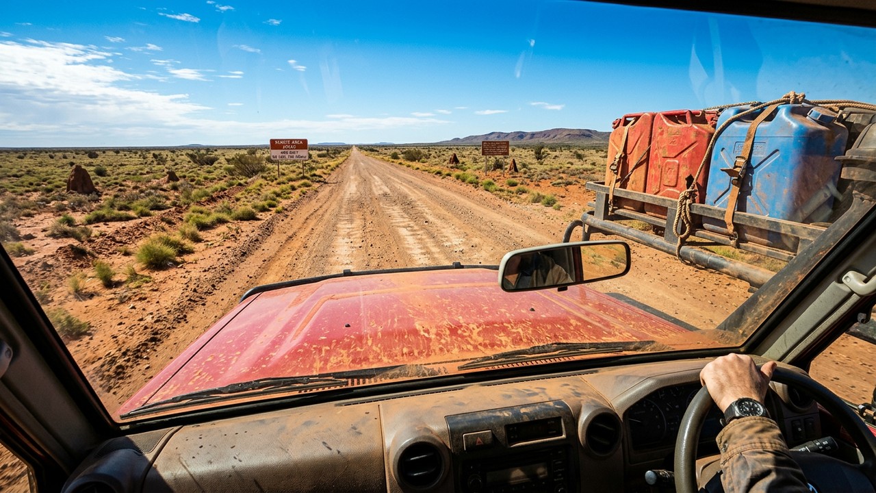 Estrada na Austrália ganha fama por seu isolamento, pois seus 498 km de cascalho cruzam o deserto e exigem veículos 4x4 em um trajeto selvagem
