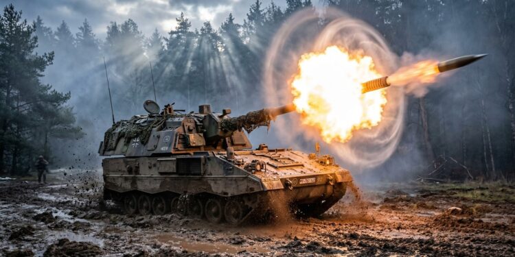 Com canhão de 155mm e cadência de 10 tiros por minuto, o sistema PzH 2000 tornou-se a artilharia autopropulsada mais potente de todo o mundo