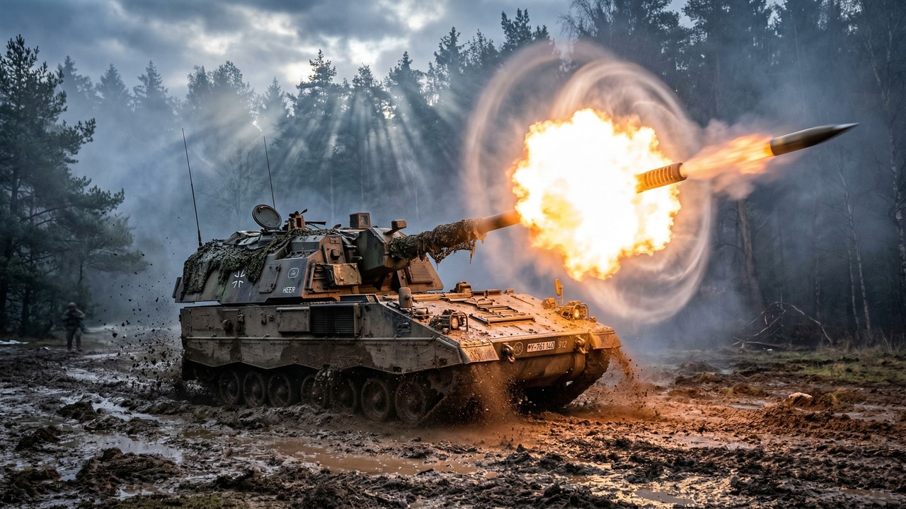 Com canhão de 155mm e cadência de 10 tiros por minuto, o sistema PzH 2000 tornou-se a artilharia autopropulsada mais potente de todo o mundo