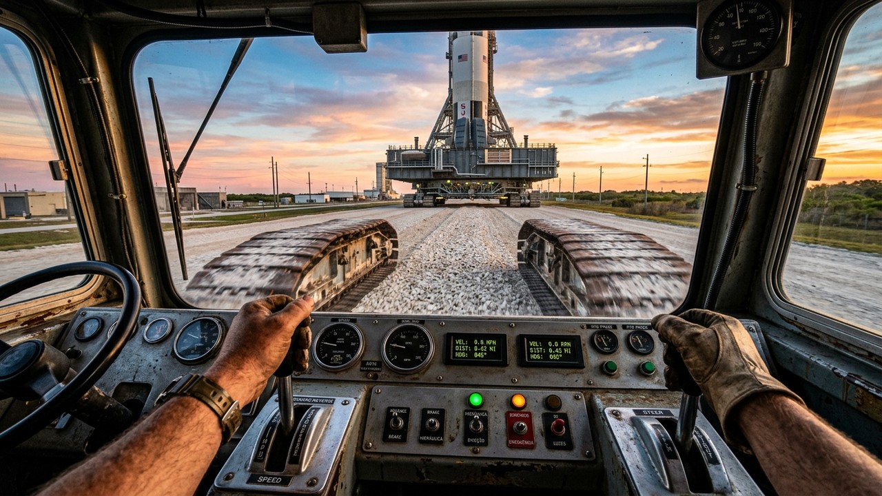 O monstro de 3.000 toneladas que gasta 625 litros de gasóleo para percorrer apenas 1 km: conheça o gigantesco caminhão utilizado pela NASA