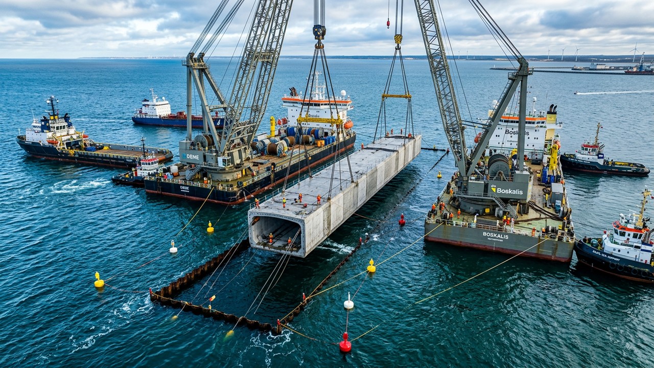 Eles estão afundando blocos de concreto de 217 metros no oceano para criar o maior túnel submarino do mundo e unir dois países em apenas 7 minutos