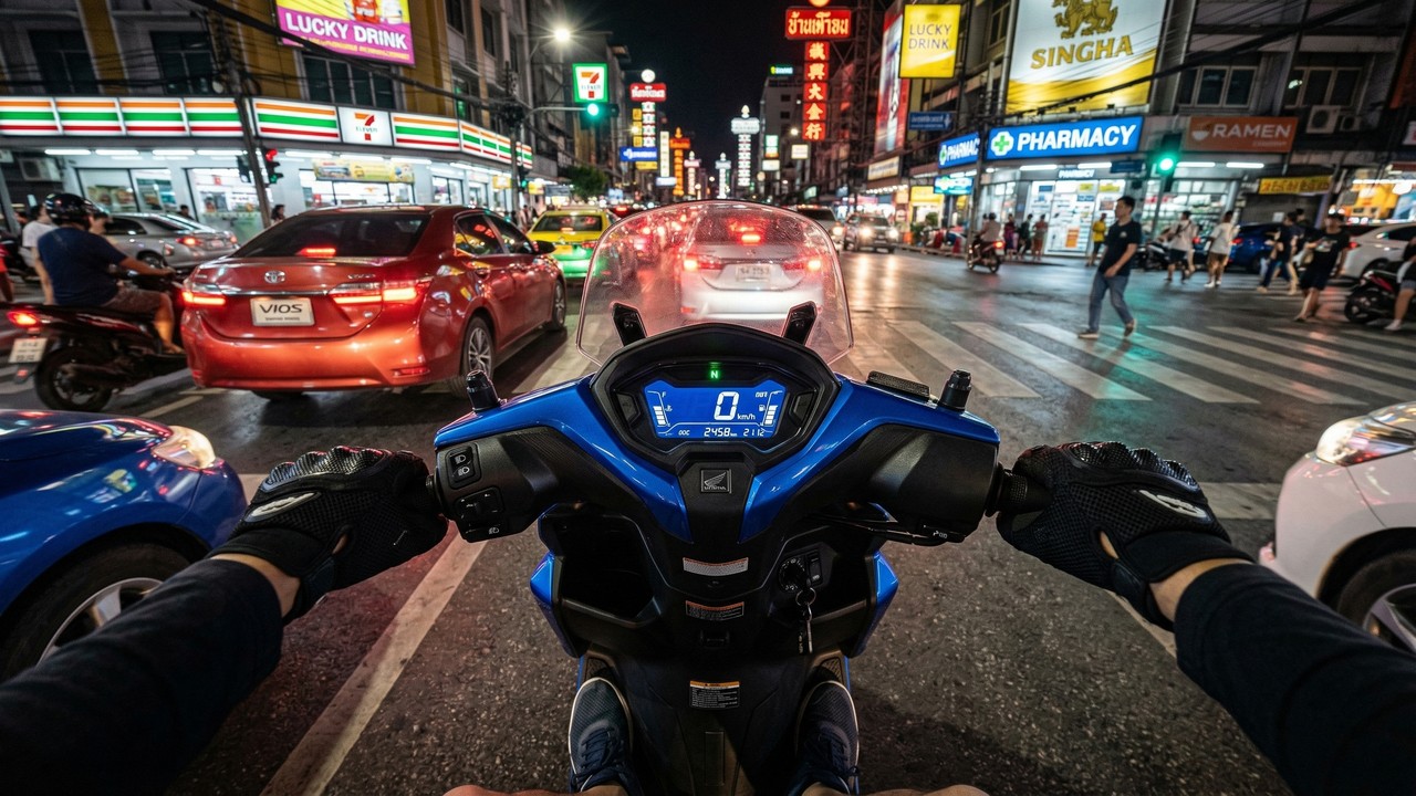 Deslizando pelo trânsito com câmbio totalmente automático e faróis em LED, a econômica scooter da gigante japonesa atinge 50 km por litro custando 13 mil reais