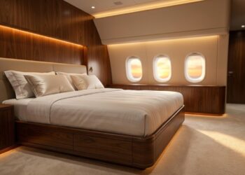 Imaginar um avião com quase 465 metros quadrados de área habitável, suíte master com chuveiro, sala de jantar para 12 pessoas e estrutura médica equivalente a uma UTI compacta parece ficção científica