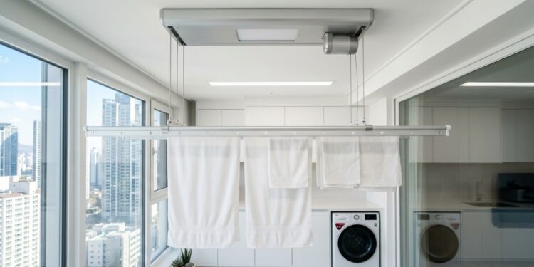 A nova febre das lavanderias pequenas o varal de teto automático custa pouco perto do conforto e resolve a falta de espaço em apartamentos