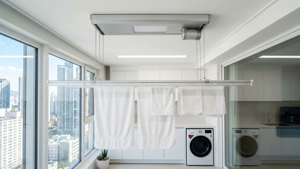 A nova febre das lavanderias pequenas o varal de teto automático custa pouco perto do conforto e resolve a falta de espaço em apartamentos