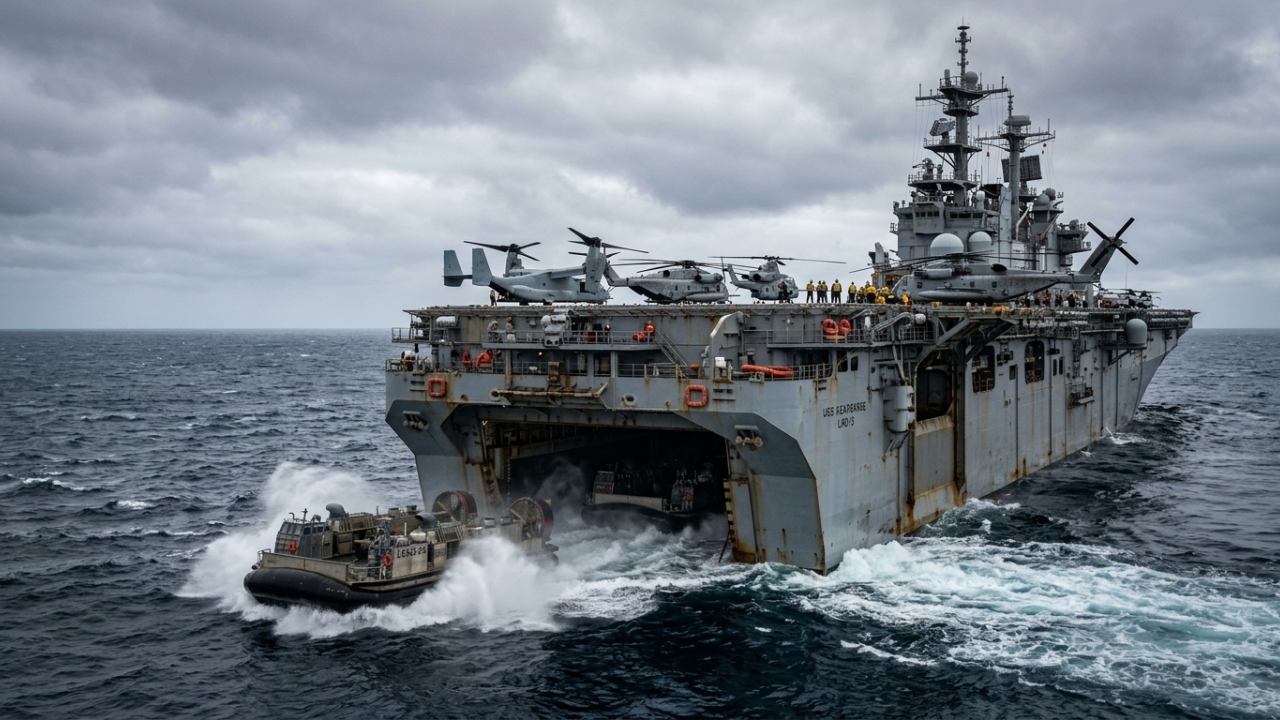 A Marinha dos Estados Unidos opera navios que afundam de propósito para liberar veículos direto na praia