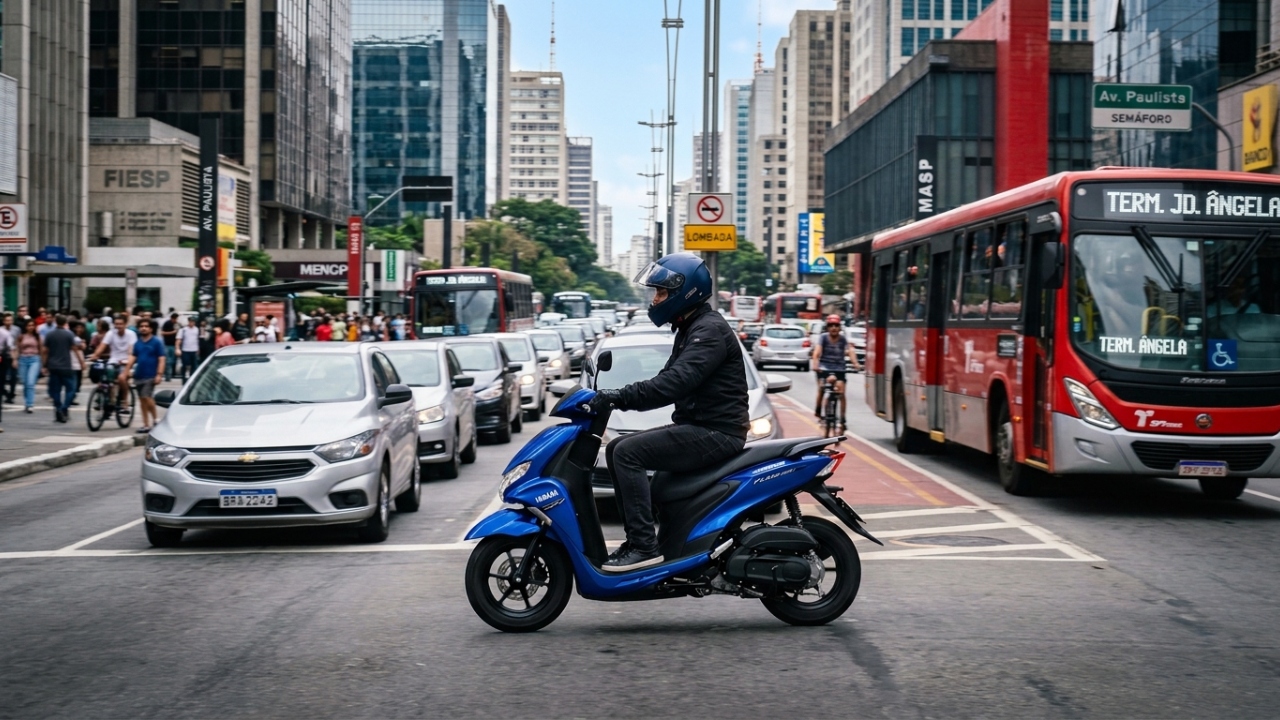 Escondendo um baú de 25 litros sob o assento e pesando apenas 98 quilos, a ágil scooter da montadora japonesa faz mais de 40 quilômetros por litro no trânsito caótico das capitais