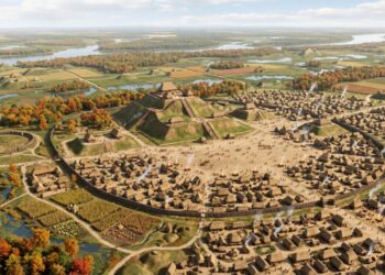 Movimentando mais de 14 milhões de cestos de terra, a antiga metrópole norte-americana ergueu uma pirâmide de 30 metros para abrigar cerca de 20 mil pessoas há quase mil anos