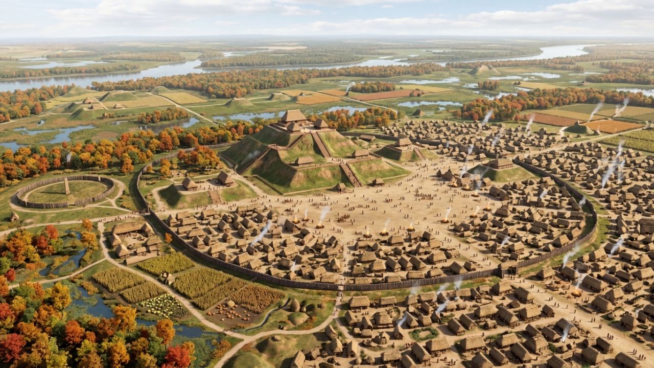 Movimentando mais de 14 milhões de cestos de terra, a antiga metrópole norte-americana ergueu uma pirâmide de 30 metros para abrigar cerca de 20 mil pessoas há quase mil anos